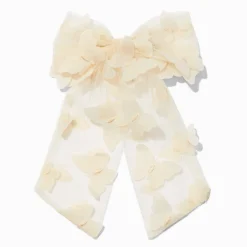Claire's Noeuds Pour Cheveux|Barrettes Et Pinces-Barrette à nœud papillon en mousseline couleur ivoire