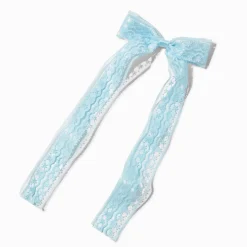 Claire's Noeuds Pour Cheveux|Barrettes Et Pinces-Barrette à nœud satinée dentelle bleu clair