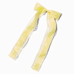 Claire's Noeuds Pour Cheveux|Barrettes Et Pinces-Barrette à nœud satinée dentelle jaune