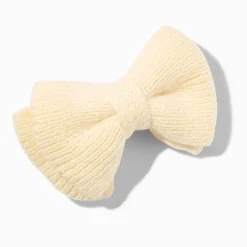 Claire's Noeuds Pour Cheveux|Barrettes Et Pinces-Barrette à nœud tricotée couleur ivoire