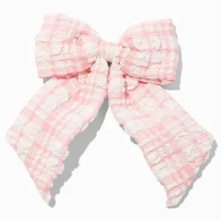 Claire's Noeuds Pour Cheveux|Barrettes Et Pinces-Barrette à nœud vichy bouffant rose