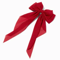 Claire's Noeuds Pour Cheveux|Barrettes Et Pinces-Barrette à pans longs rouges à paillettes