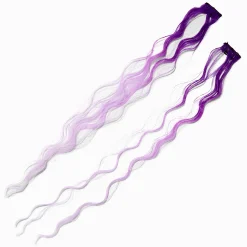 Claire's Barrettes Et Pinces|Perruques Et Extensions-Barrettes avec extensions de cheveux synthétiques bouclés dégradé violet - Lot de 2
