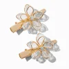 Claire's Barrettes Et Pinces-Barrettes à cheveux à fleurs en strass couleur dorée Claire's Club - Lot de 2