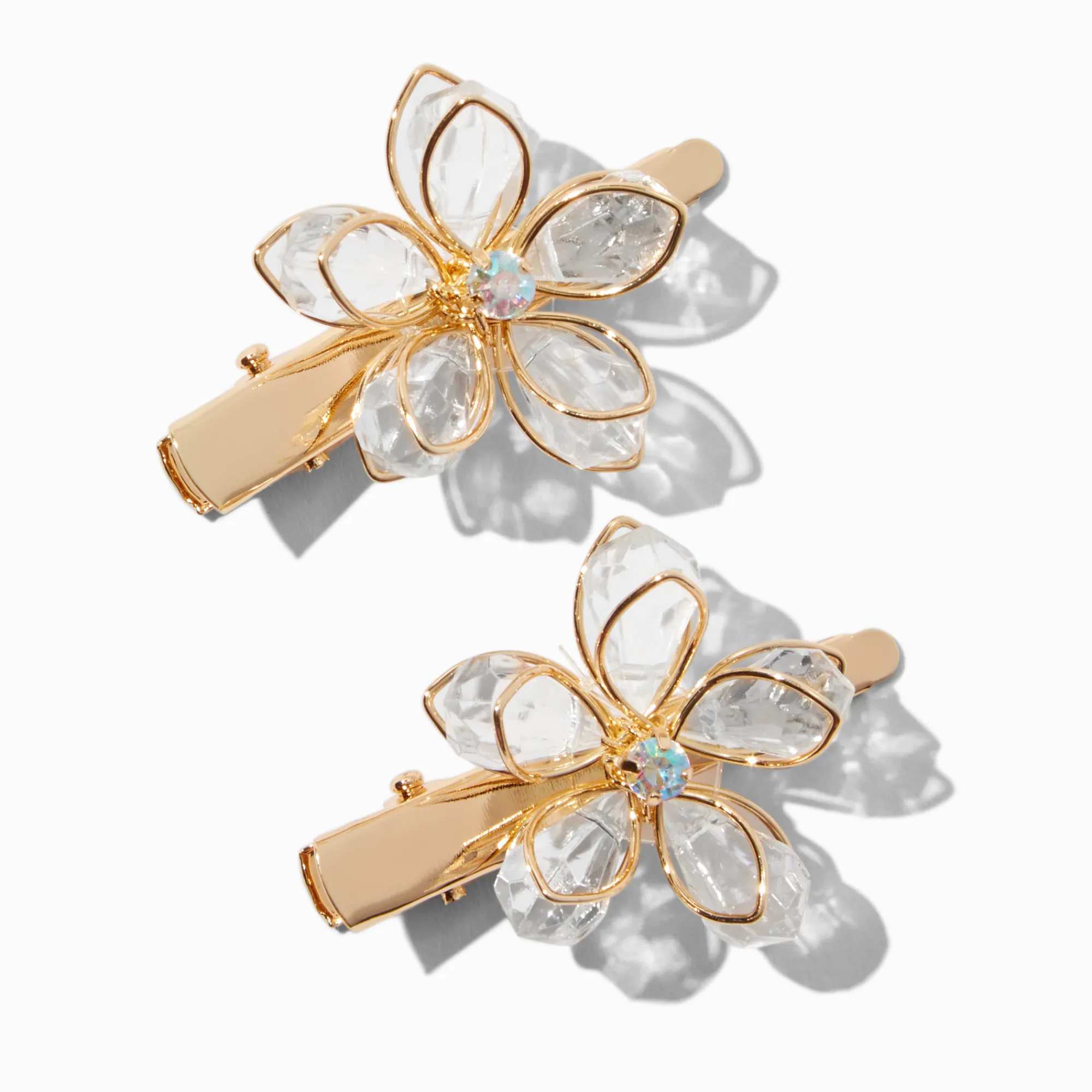 Claire's Barrettes Et Pinces-Barrettes à cheveux à fleurs en strass couleur dorée Claire's Club - Lot de 2