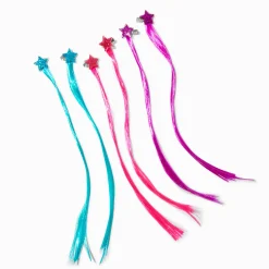 Claire's Barrettes Et Pinces|Perruques Et Extensions-Barrettes clic clac avec cheveux synthétiques étoiles parées de bijoux Claire's Club - Lot de 6