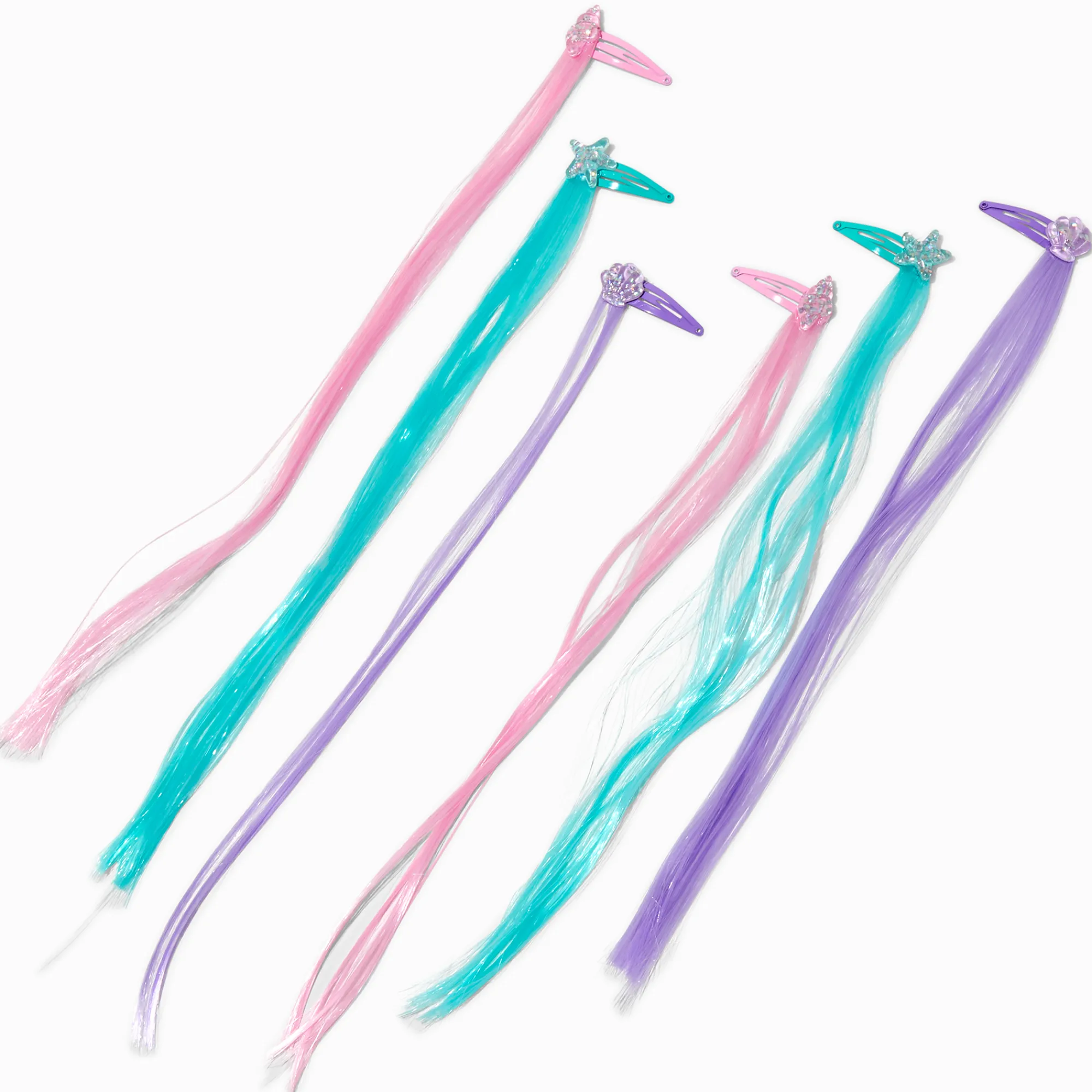 Claire's Perruques Et Extensions-Barrettes clic clac avec cheveux synthétiques icônes de la mer Claire's Club - Lot de 6