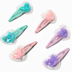 Claire's Barrettes Et Pinces-Barrettes clic clac cœur shaker pastel Claire's Club - Lot de 6