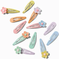Claire's Barrettes Et Pinces-Barrettes clic clac marguerite pastel - Lot de 12