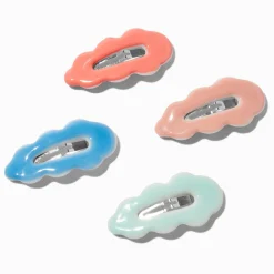Claire's Barrettes Et Pinces-Barrettes clic clac silicone ondulées tons pastel - Lot de 4