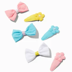 Claire's Barrettes Et Pinces-Barrettes clic clac variées nœud et marguerite Claire's Club - Lot de 6