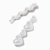 Claire's Barrettes Et Pinces-Barrettes cœur et vague perle d'imitation - Lot de 2