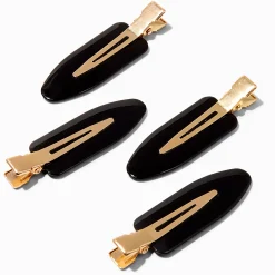 Claire's Barrettes Et Pinces|Accessoires Coiffure-Barrettes de coiffure qui ne froissent pas noires et couleur dorée - Lot de 4