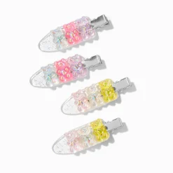 Claire's Barrettes Et Pinces-Barrettes de coiffure sans frisottis couleur argentée oursons en gélatine Gummy Bear® - Lot de 4