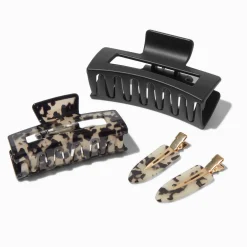 Claire's Barrettes Et Pinces-Barrettes noires et écaille de tortue - Lot de 4