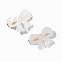 Claire's Noeuds Pour Cheveux|Barrettes Et Pinces-Barrettes à nœud acrylique crème - Lot de 2