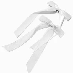 Claire's Noeuds Pour Cheveux|Barrettes Et Pinces-Barrettes à nœud en organza blanc et en tissu extra-fin - Lot de 2