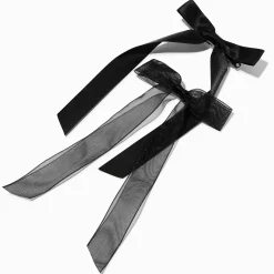 Claire's Noeuds Pour Cheveux|Barrettes Et Pinces-Barrettes à nœud en organza noir et en tissu extra-fin - Lot de 2