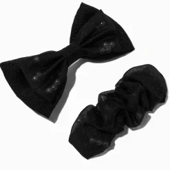 Claire's Noeuds Pour Cheveux|Barrettes Et Pinces-Barrettes à nœud en perle d'imitation extra-fin noires - Lot de 2