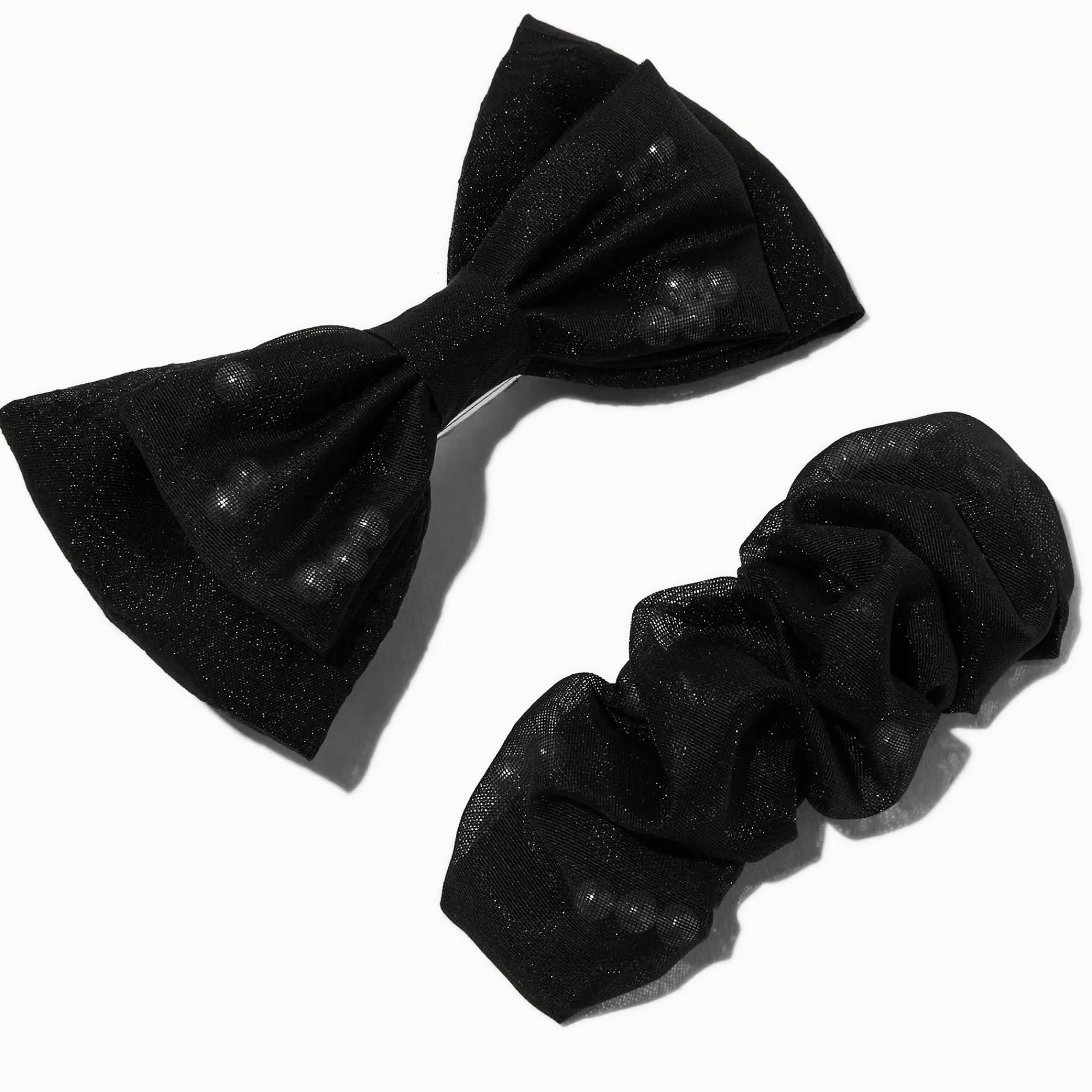 Claire's Noeuds Pour Cheveux|Barrettes Et Pinces-Barrettes à nœud en perle d'imitation extra-fin noires - Lot de 2
