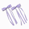 Claire's Noeuds Pour Cheveux-Barrettes à nœud à longs pans en ruban gros-grain violettes - Lot de 2