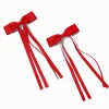 Claire's Noeuds Pour Cheveux-Barrettes à nœud à longs pans en ruban gros-grain rouges - Lot de 2