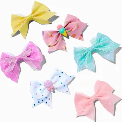 Claire's Noeuds Pour Cheveux-Barrettes à nœud pastel décalées Claire’s Club - Lot de 6