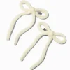 Claire's Noeuds Pour Cheveux-Barrettes à nœuds blancs tricotés – Lot de 2