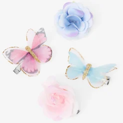 Claire's Fleurs Pour Cheveux|Barrettes Et Pinces-Barrettes papillon à fleurs Claire's Club - Lot de 4