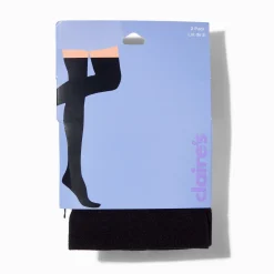 Claire's Chaussettes Et Collants|Temps Froid-Bas mi-cuisse noirs et blancs - Lot de 2