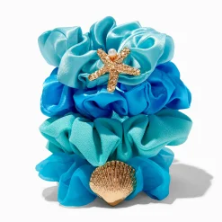 Claire's Chouchous-Beachfront Blue Hair Scrunchies - 4 Pack