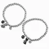Claire's Bracelets-Best Friends Black Glitter Cat Beaded Stretch Bracelets - 2 Pack
