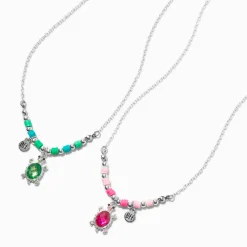 Claire's Colliers-Best Friends Crystal Turtle Pendant Necklaces - 2 Pack
