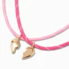 Claire's Colliers-Best Friends Gold-tone Split Heart Pink Rope Pendant Necklaces - 2 Pack