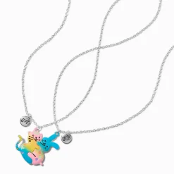 Claire's Colliers-Best Friends Hugging Cat & Rabbit Pendant Necklaces - 2 Pack