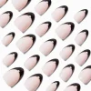 Claire's Ongles-Black French Tip Short Almond Vegan Faux Nail Set - 24 Pack