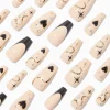 Claire's Ongles-Black Heart Bling French Tip Squareletto Vegan Faux Nail Set - 24 Pack