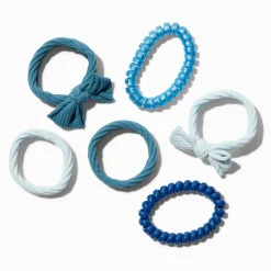 Claire's Élastiques-Blue Bow Mixed Hair Ties - 6 Pack