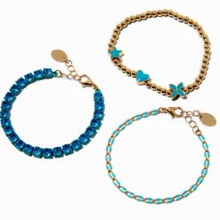 Claire's Bracelets-Blue Enamel Heart & Star Bracelet Set - 3 Pack
