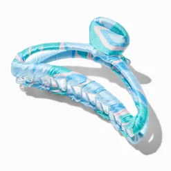 Claire's Barrettes Et Pinces-Blue Geometric Fabric Hair Claw