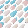 Claire's Ongles-Blue Mermaid Almond Vegan Faux Nail Set - 24 Pack