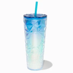 Claire's Gourdes Et Tasses-Blue Ombré Faceted Tumbler