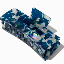 Claire's Barrettes Et Pinces-Blue Tortoiseshell Rectangular Hair Claw