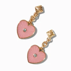 Claire's Pendantes-Blush Pink Heart Micro Drop Earrings