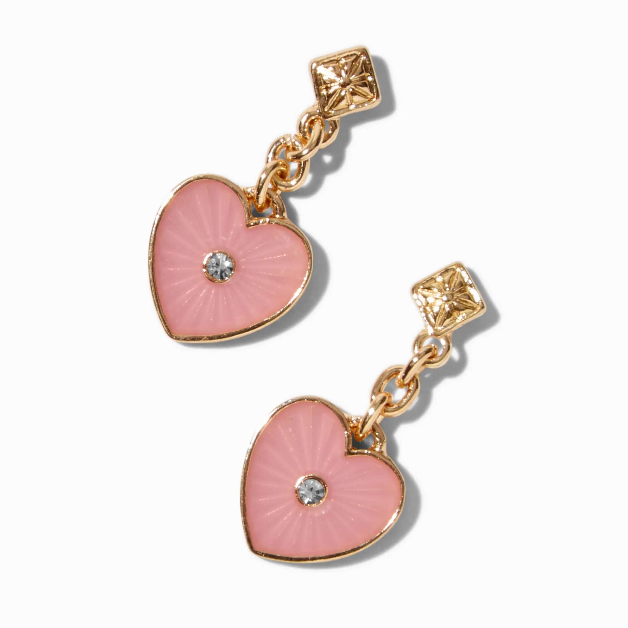 Claire's Pendantes-Blush Pink Heart Micro Drop Earrings