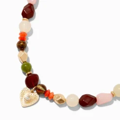 Claire's Colliers-Boho Beaded Heart Choker Necklace