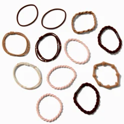 Claire's Élastiques-Boho Brown & Pink Mixed Hair Ties - 12 Pack