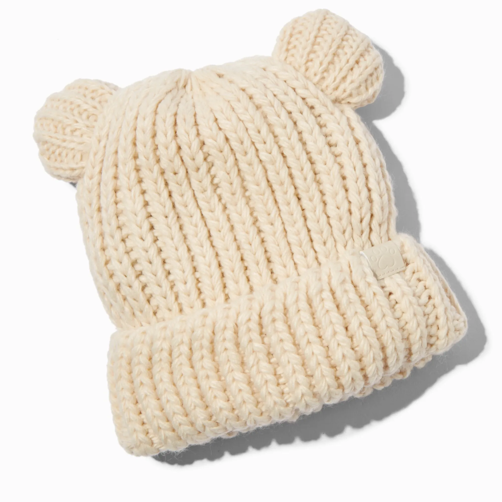Claire's Chapeaux Et Casquettes|Temps Froid-Bonnet tricoté ours couleur ivoire