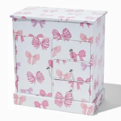 Claire's Porte-bijoux-Boîte à bijoux haute à motif nœud rose