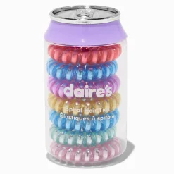 Claire's Élastiques|Élastiques Spirale-Boîte en forme de canette de soda avec élastiques spirales - Lot de 7
